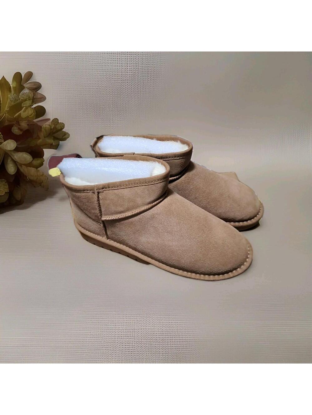 Evellyhootd Women's suede Snow Boots Fur Lined Ankle Boots Winter Warm 43 USA 10
